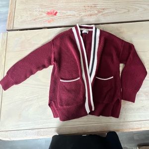 maroon cardigan